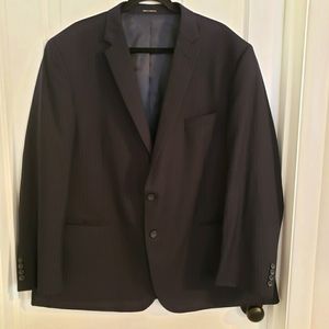 Pronto Uomo Mens Suit Jacket Blazer 48R 100% Wool 2 Button Navy Blue‎ Striped